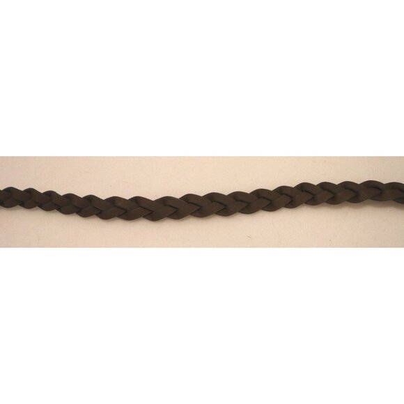 Brown Leather Braided Skinny Double Buckle Belt Adjustable Boho Minimalist - Picture 2 of 5